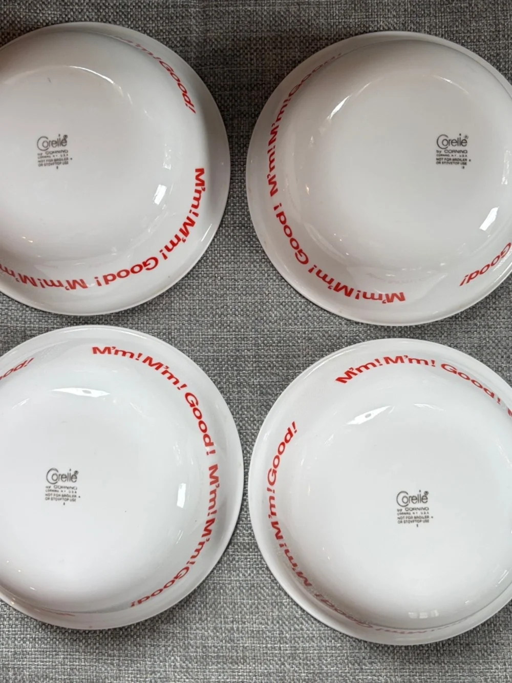 Corelle by Corning Campbell's Soup Bowls M'm! Good Vintage White Vintage Lot 4